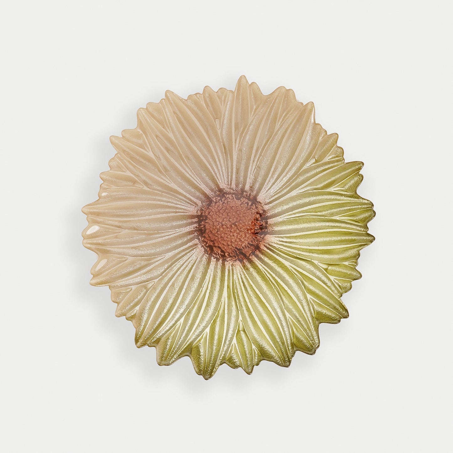 Green Flower Shaped Glass Dessert Plate