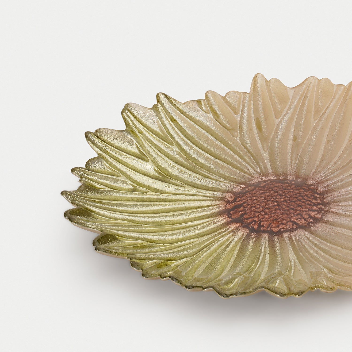 Green Flower Shaped Glass Dessert Plate