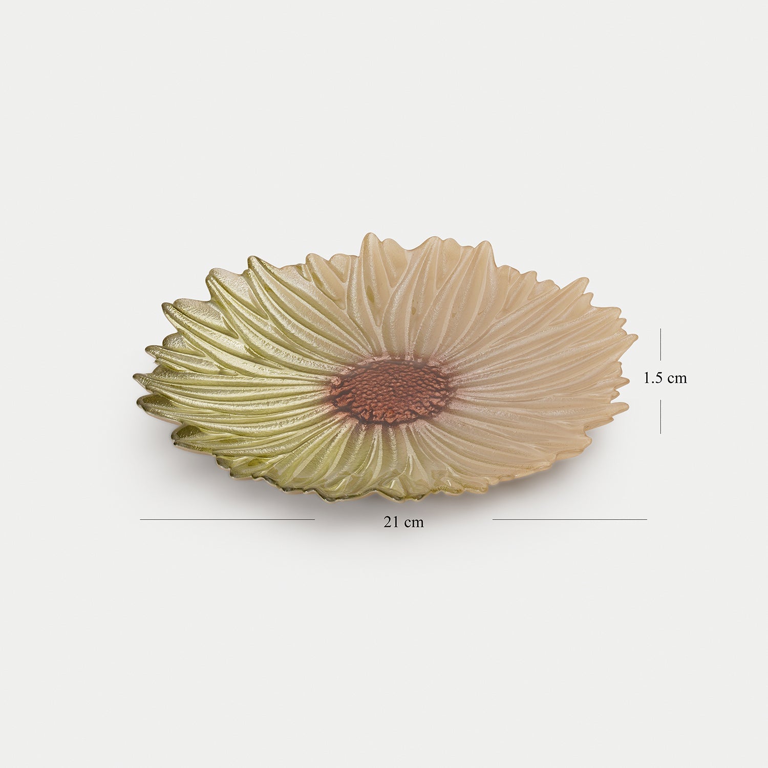 Green Flower Shaped Glass Dessert Plate