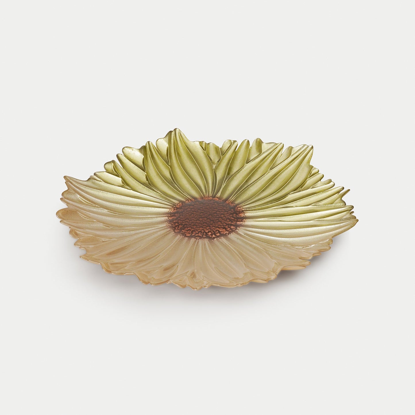 Green Flower Shaped Glass Dinner Plate