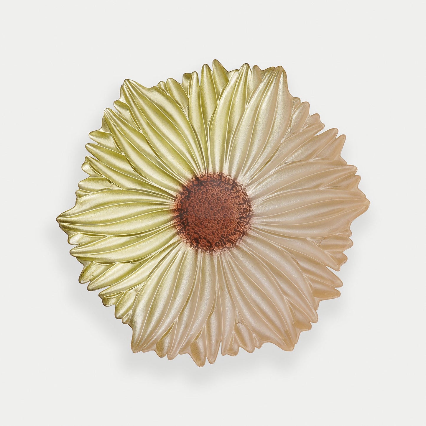 Green Flower Shaped Glass Dinner Plate
