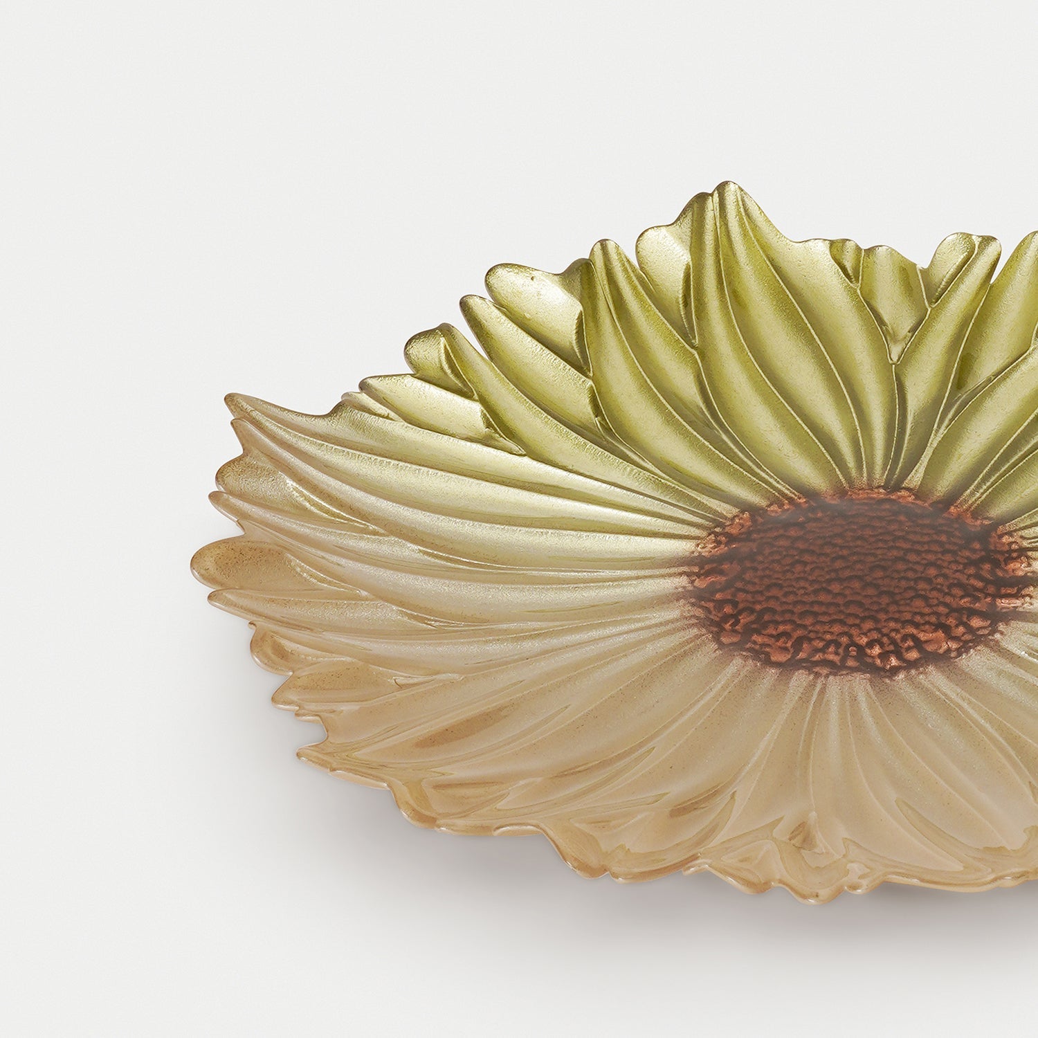 Green Flower Shaped Glass Dinner Plate