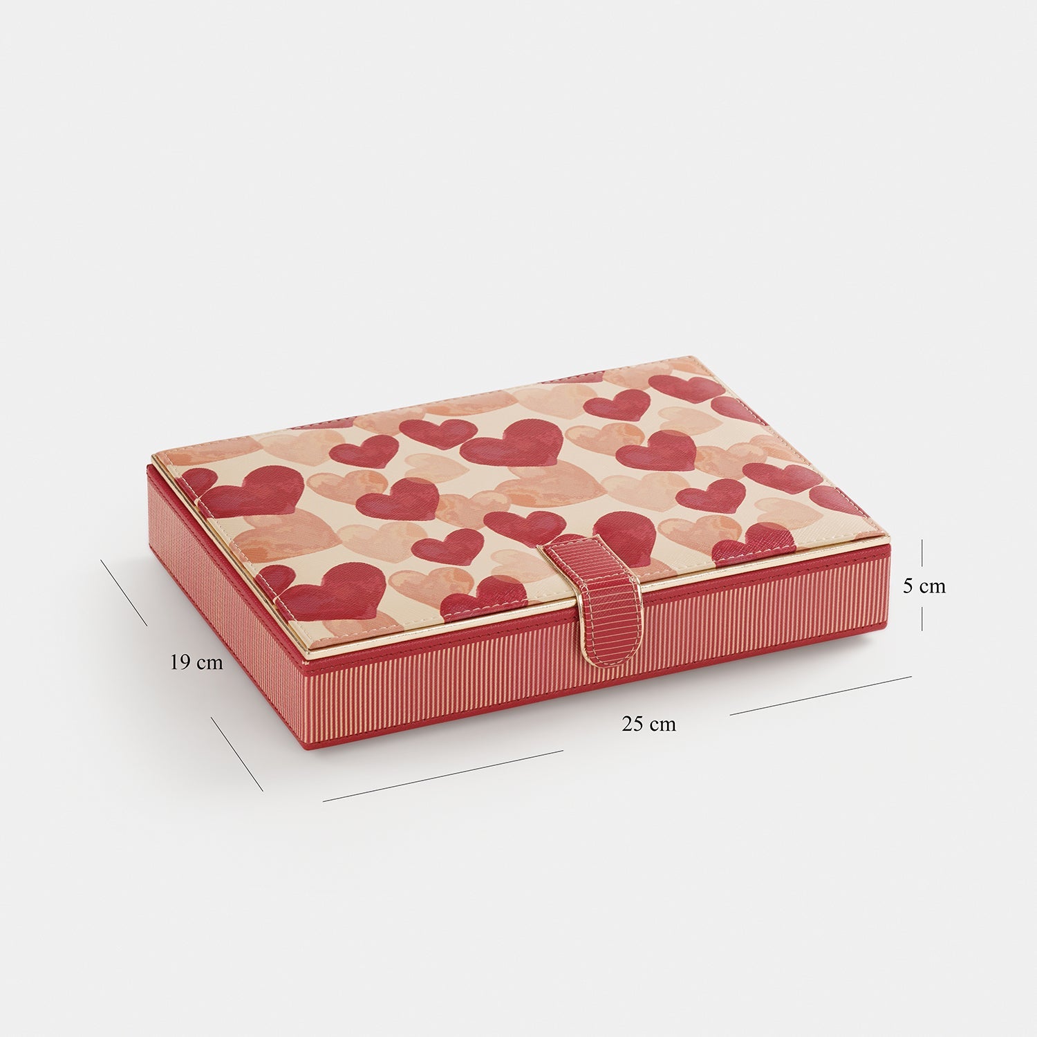 Pink Heart Print Faux Leather Jewellery Box
