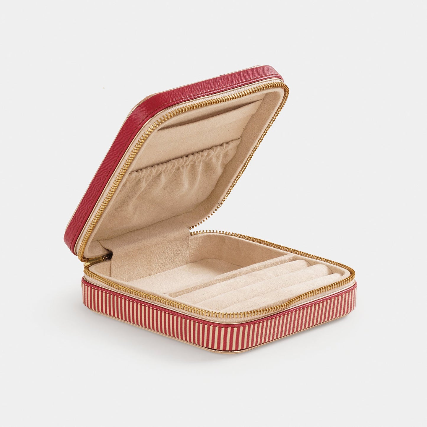 Pink Heart Print Faux Leather Travel Jewellery Box
