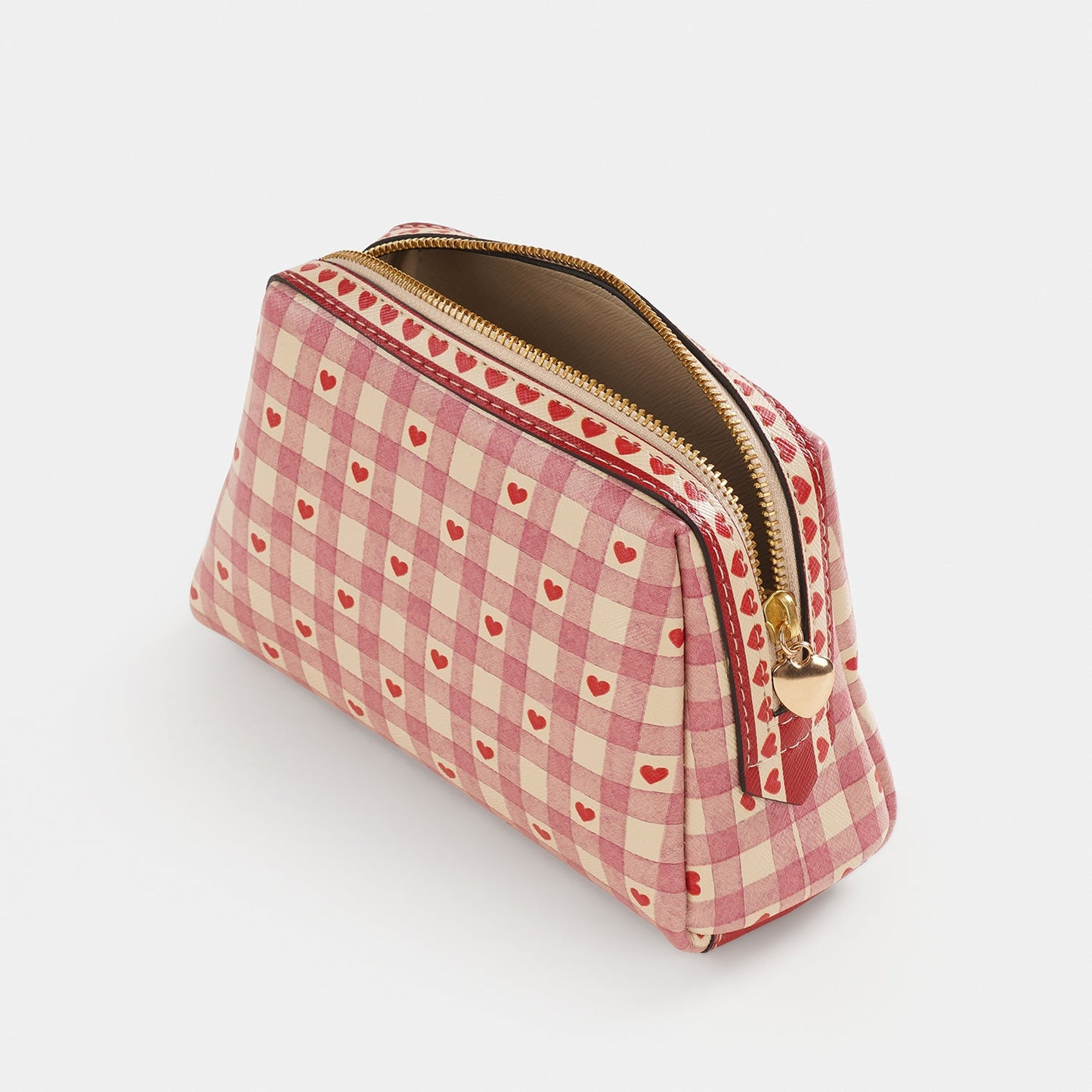 Pink Printed Faux Leather Vanity Pouch - Small