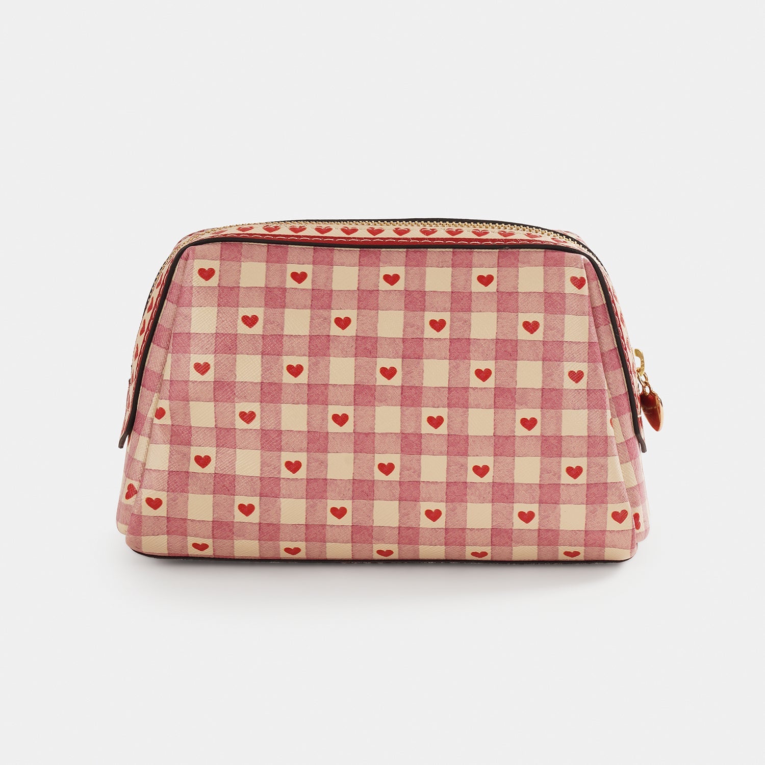 Pink Printed Faux Leather Vanity Pouch - Small