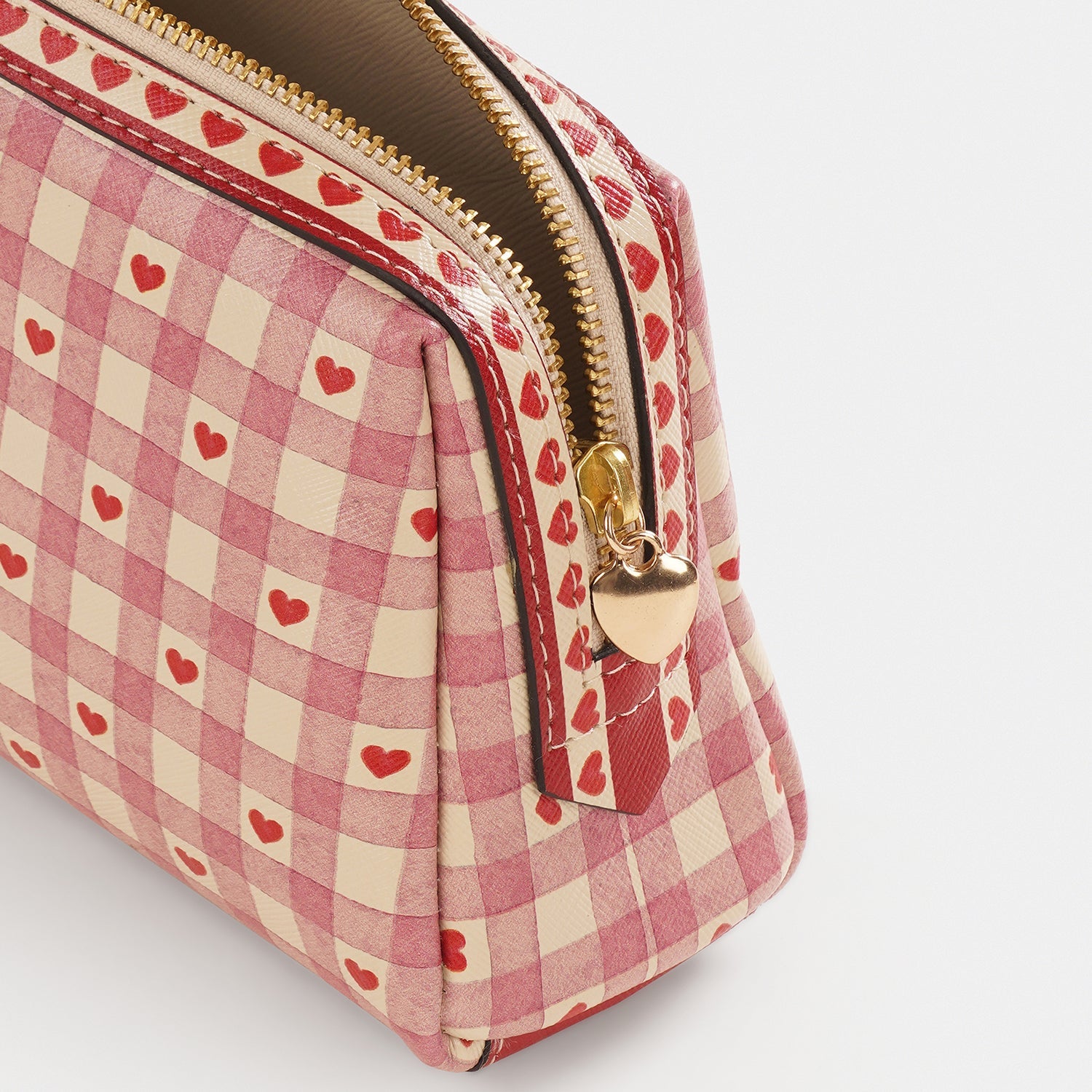 Pink Printed Faux Leather Vanity Pouch - Small