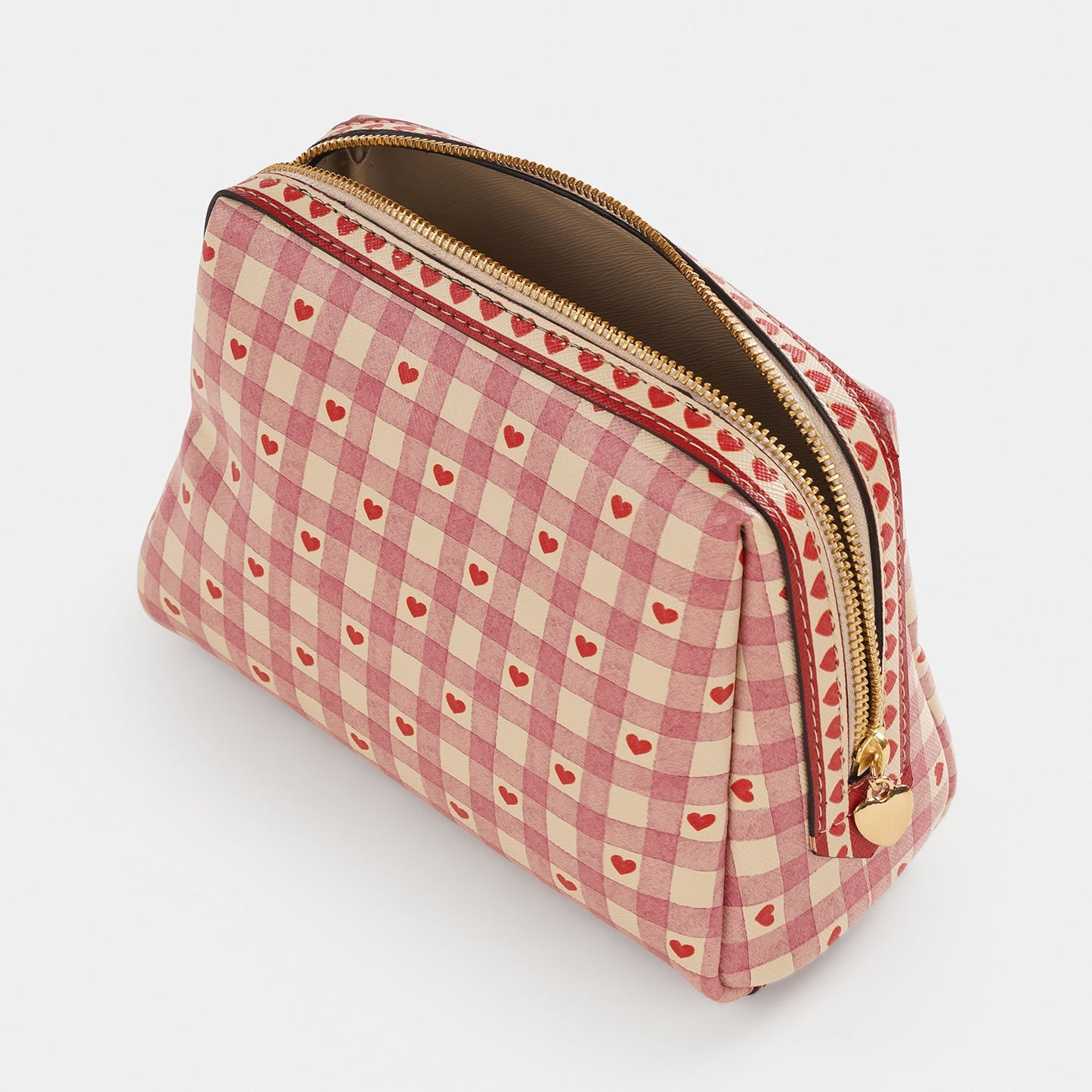 Pink Printed Faux Leather Vanity Pouch - Large