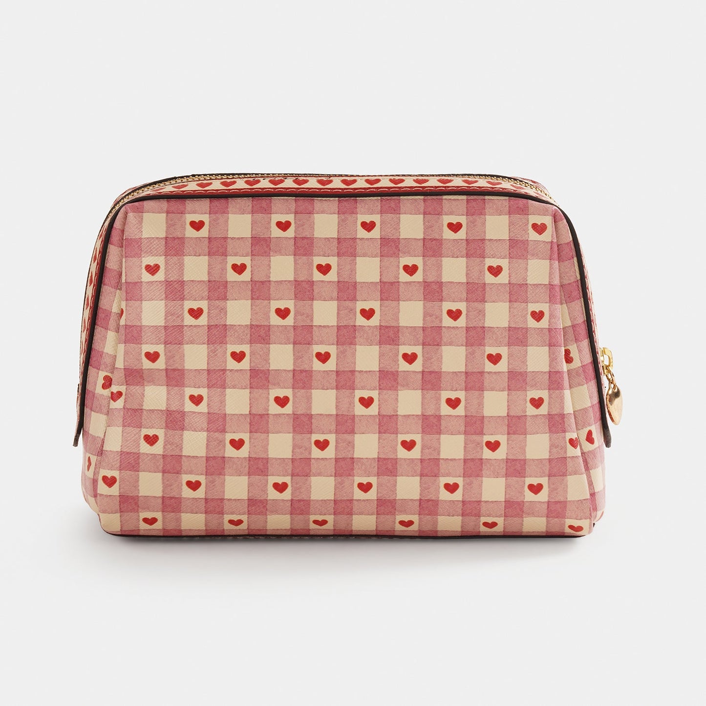 Pink Printed Faux Leather Vanity Pouch - Large