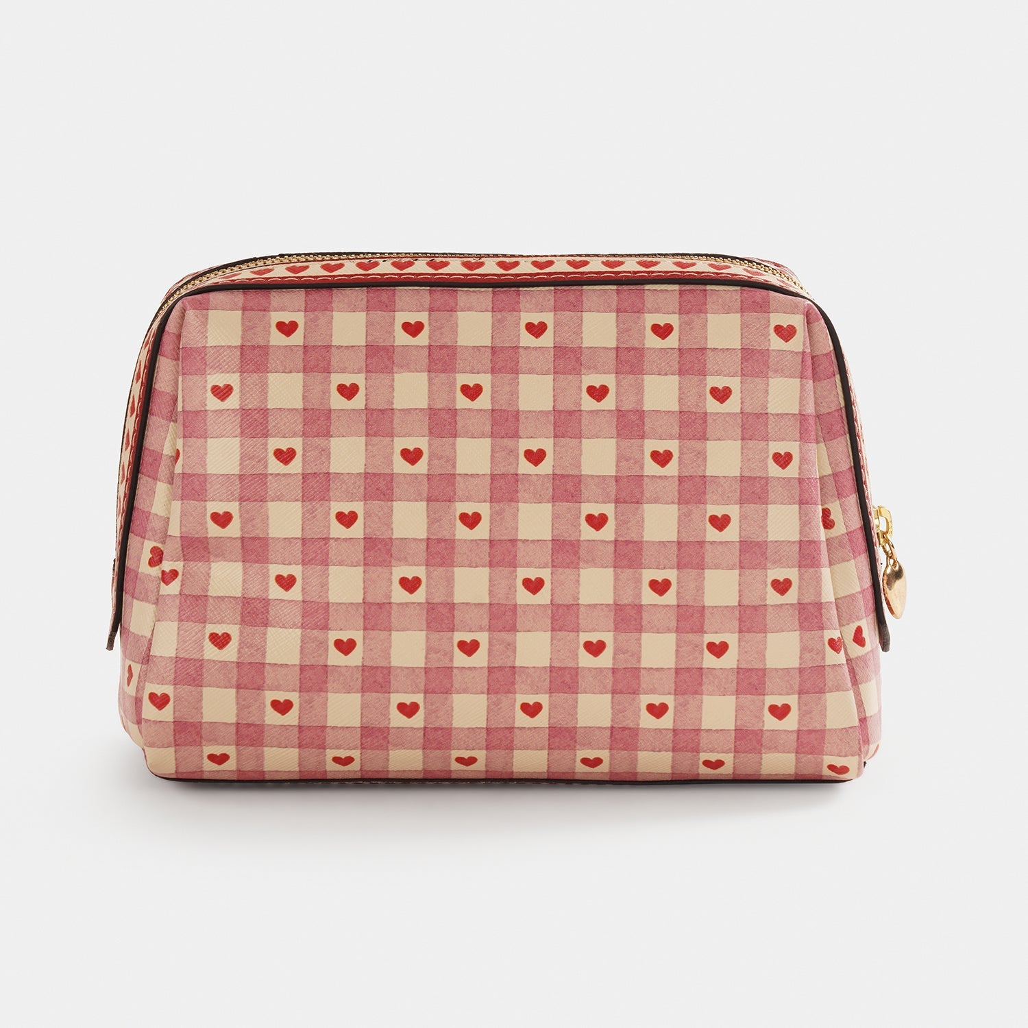 Pink Printed Faux Leather Vanity Pouch - Large