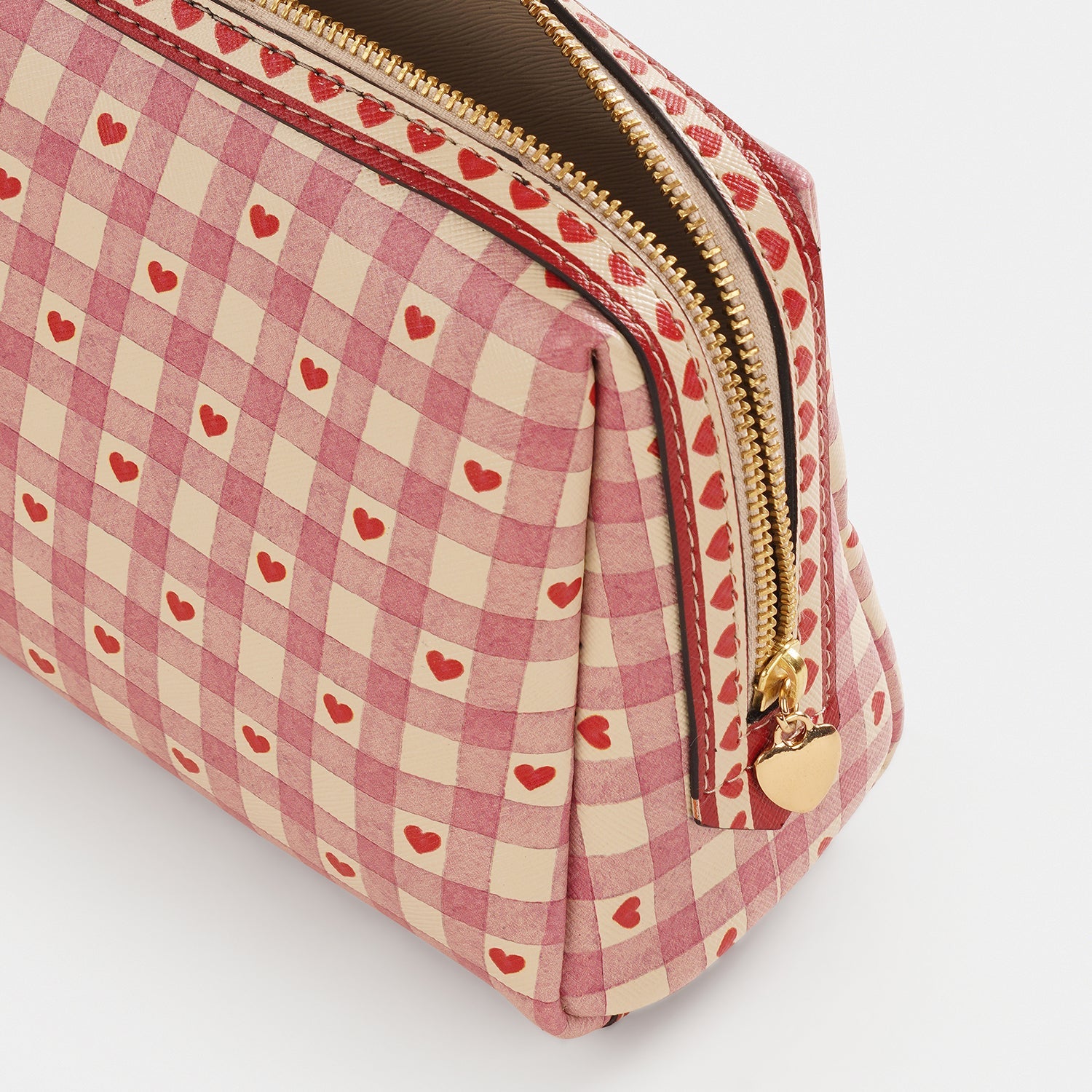 Pink Printed Faux Leather Vanity Pouch - Large