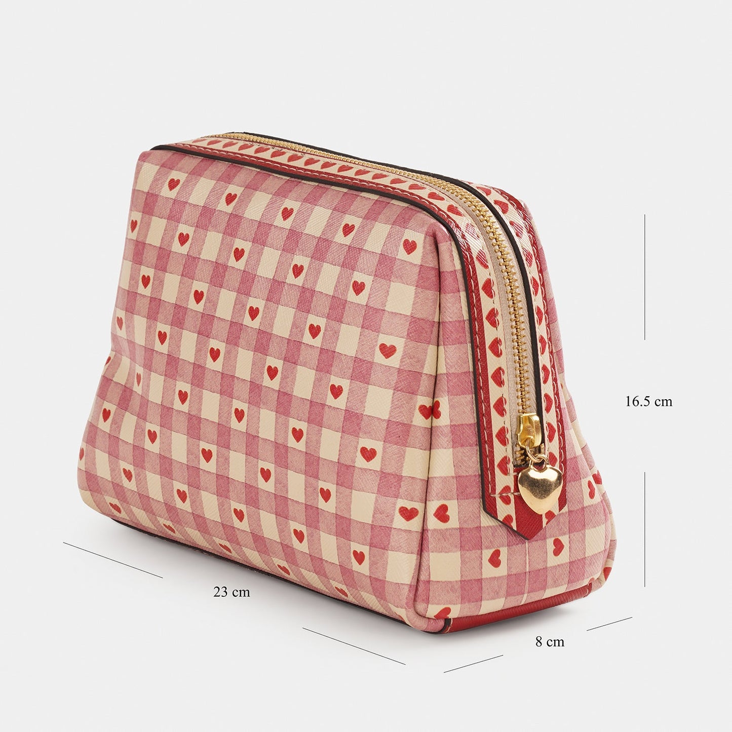 Pink Printed Faux Leather Vanity Pouch - Large