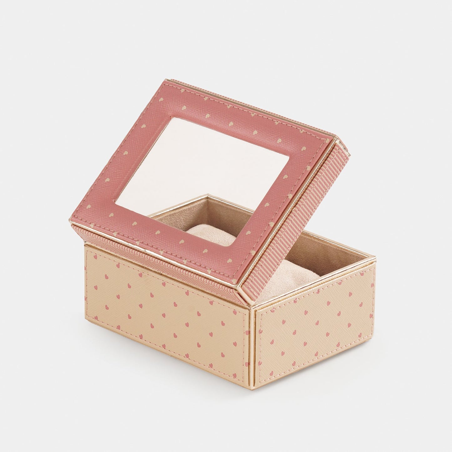 Pink Heart Print Faux Leather Watch Box