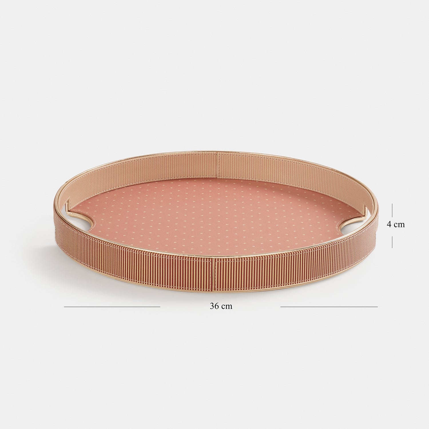 Pink Heart Print Faux Leather Round Tray