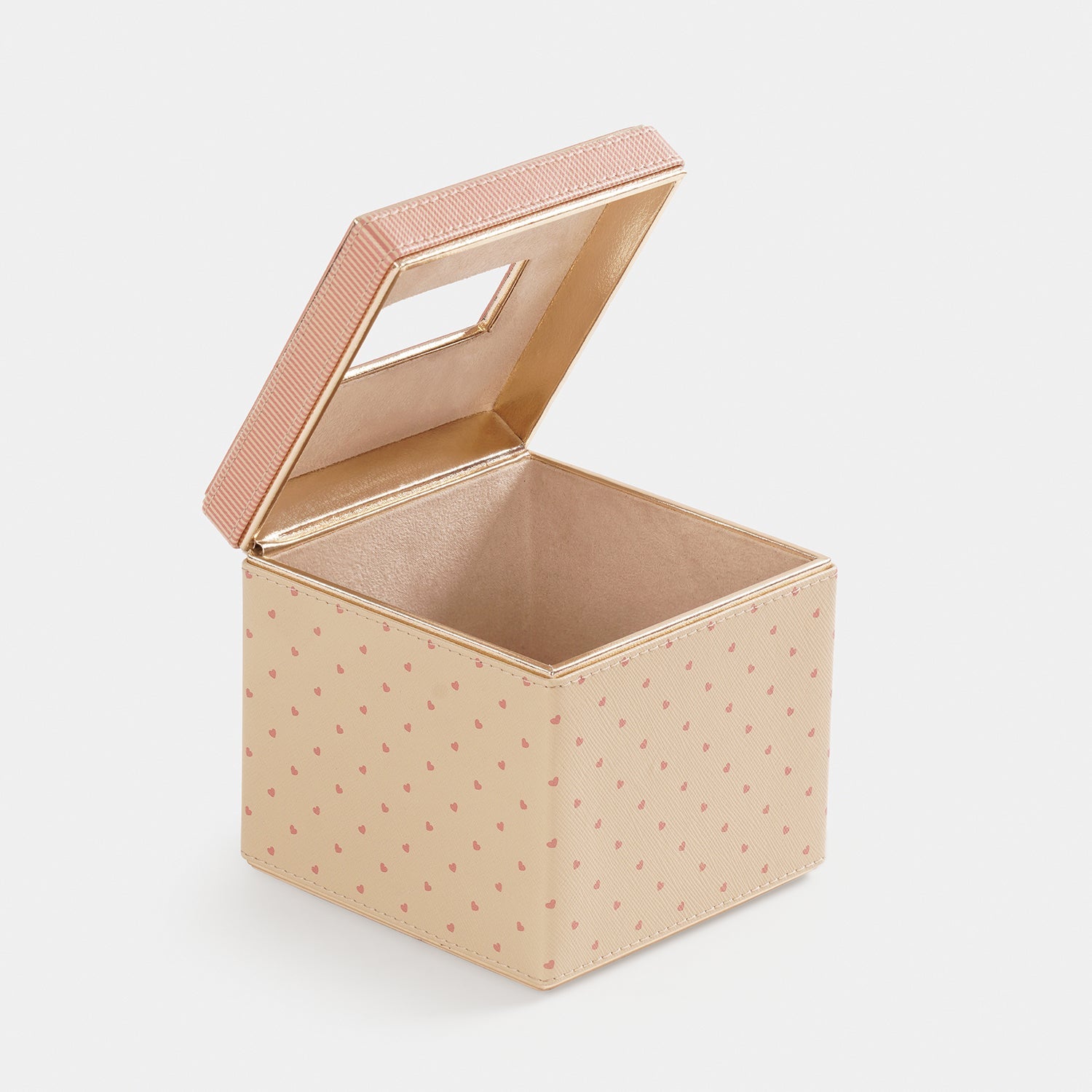 Pink Heart Print Faux Leather Square Tissue Box