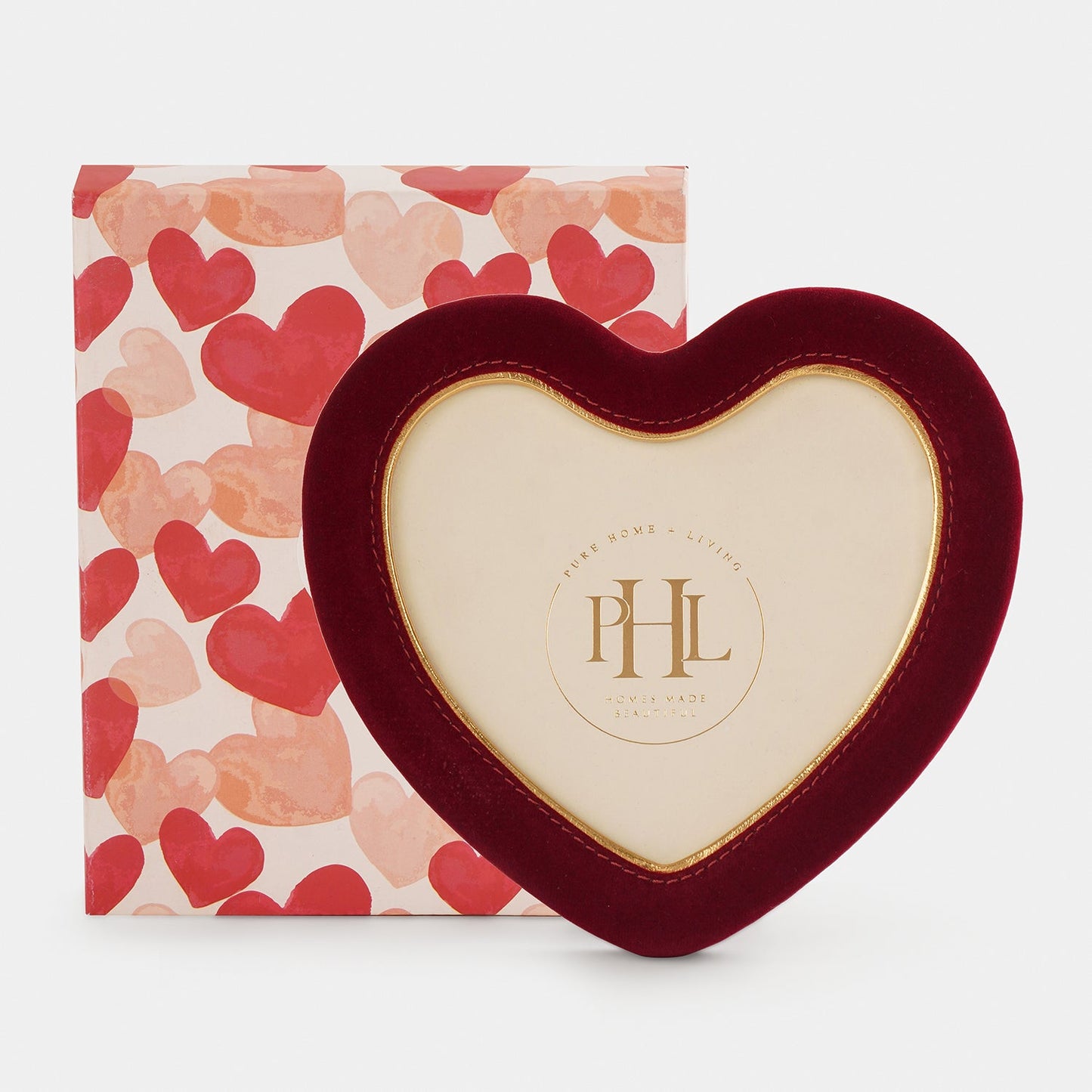 Red Heart Shaped Velvet Textured Photo Frame