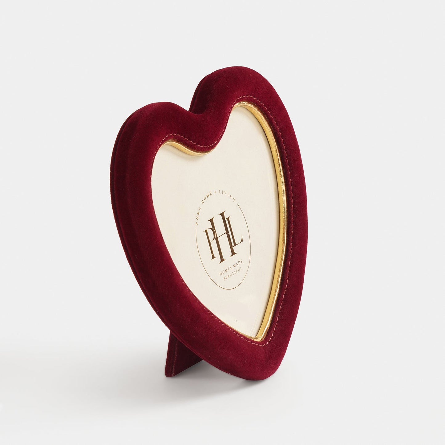 Red Heart Shaped Velvet Textured Photo Frame