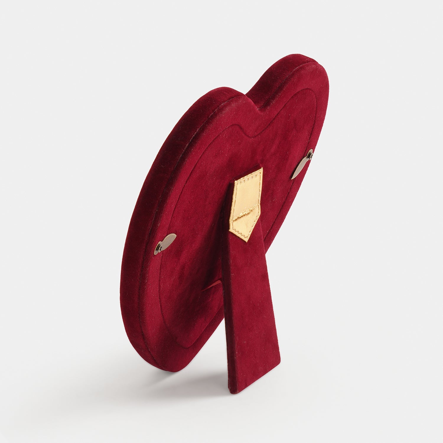 Red Heart Shaped Velvet Textured Photo Frame