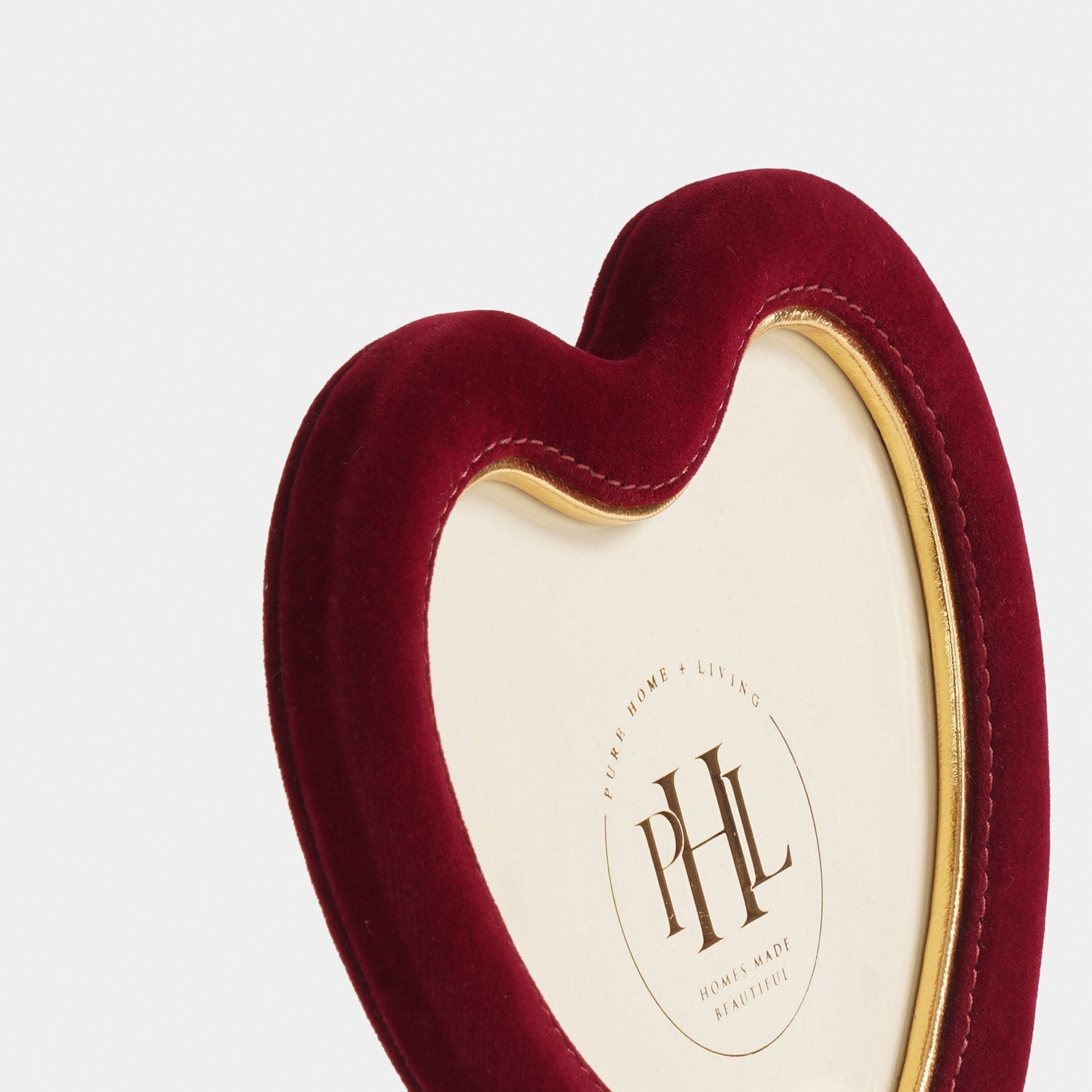 Red Heart Shaped Velvet Textured Photo Frame