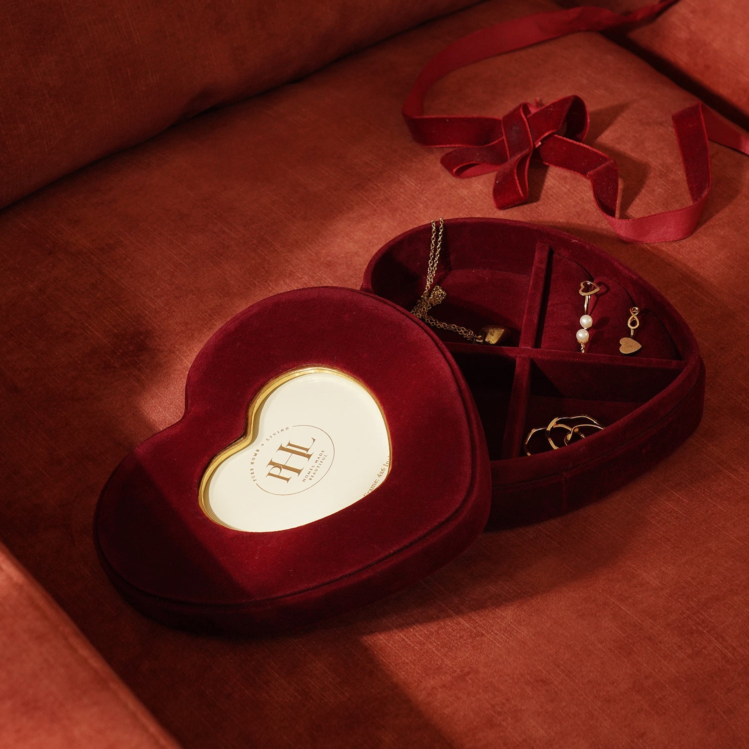 Red Heart Shaped Faux Leather Box