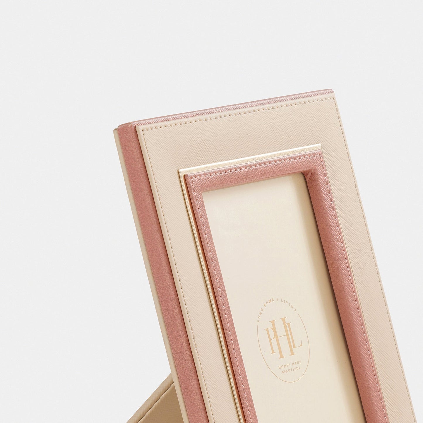 Beige Faux Leather Photo Frame - Small