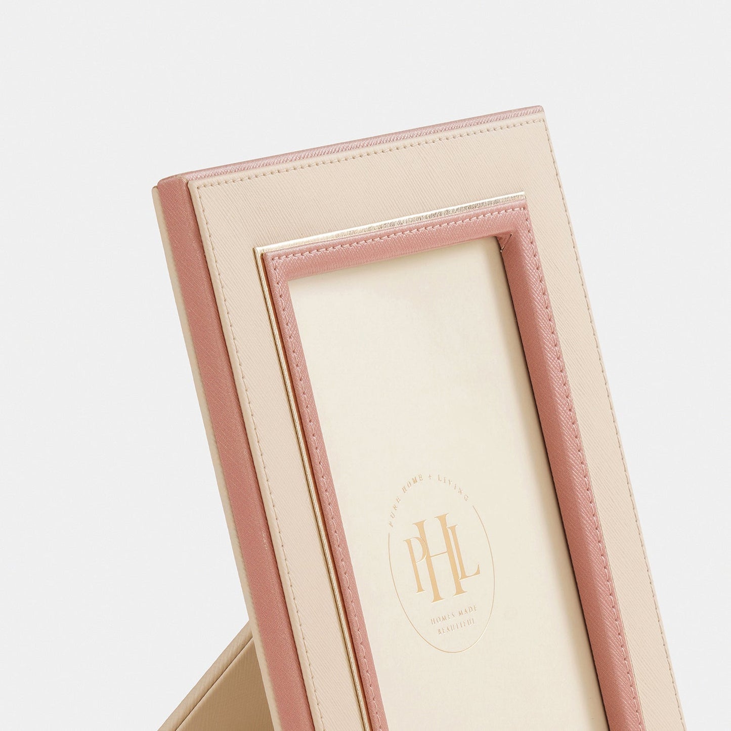 Beige Faux Leather Photo Frame - Large