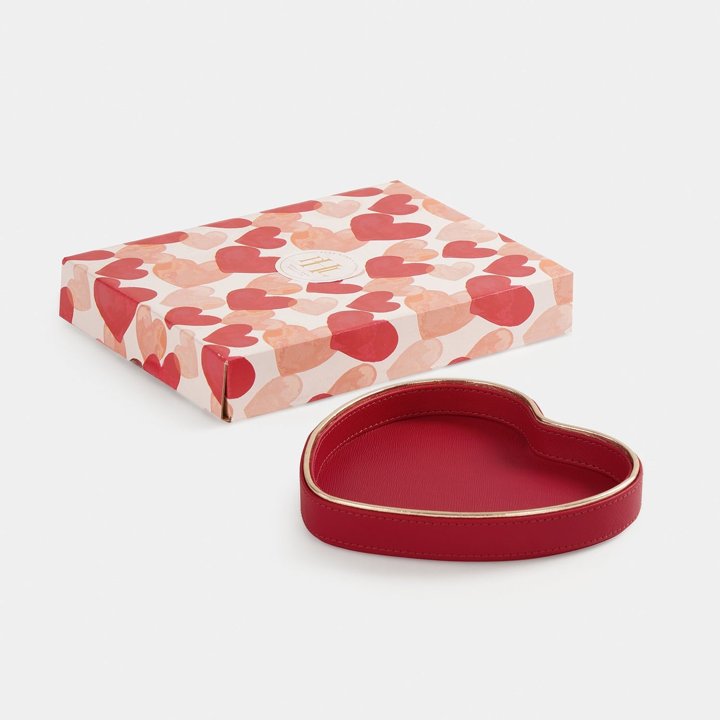 Red Heart Shaped Faux Leather Tray