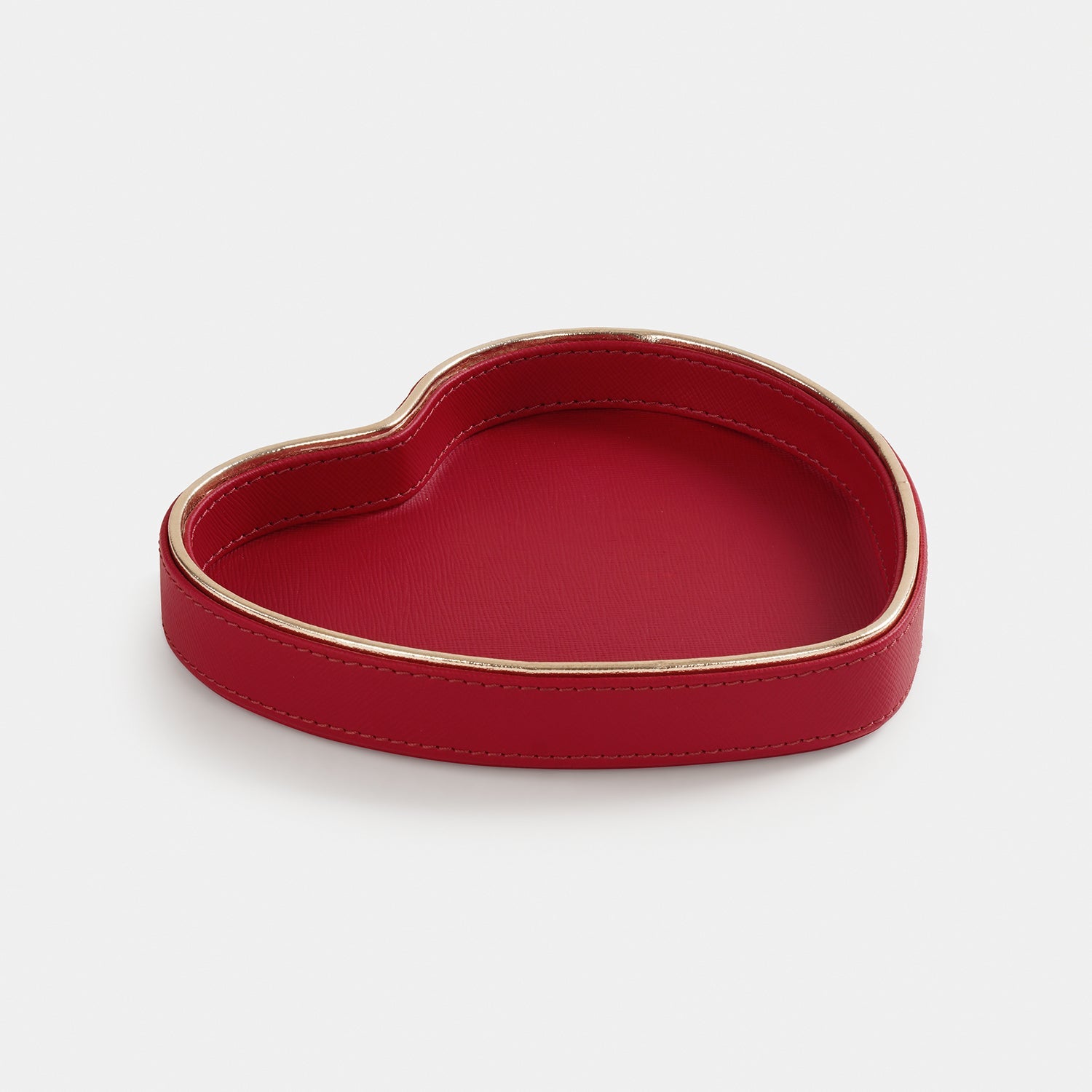 Red Heart Shaped Faux Leather Tray