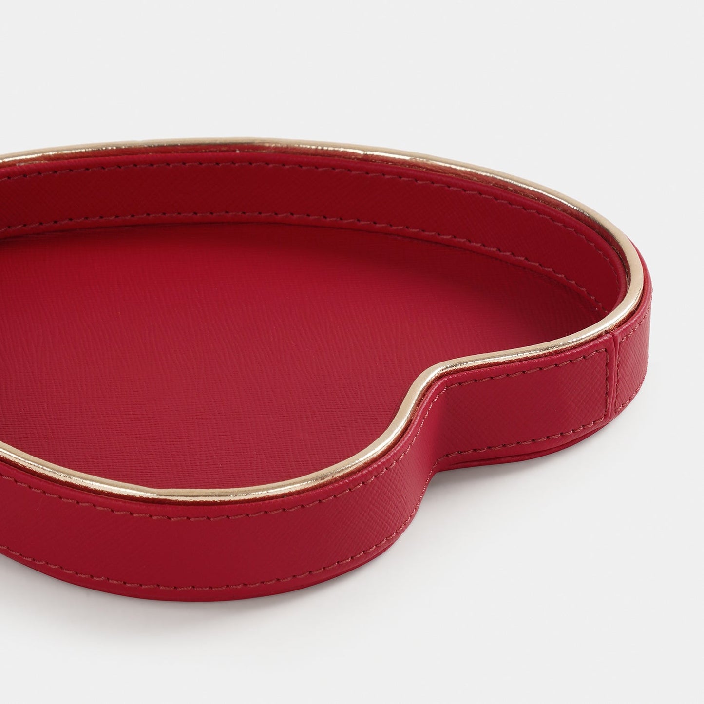 Red Heart Shaped Faux Leather Tray