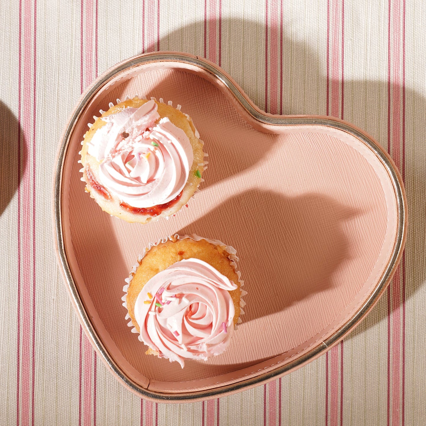 Pink Heart Shaped Faux Leather Tray