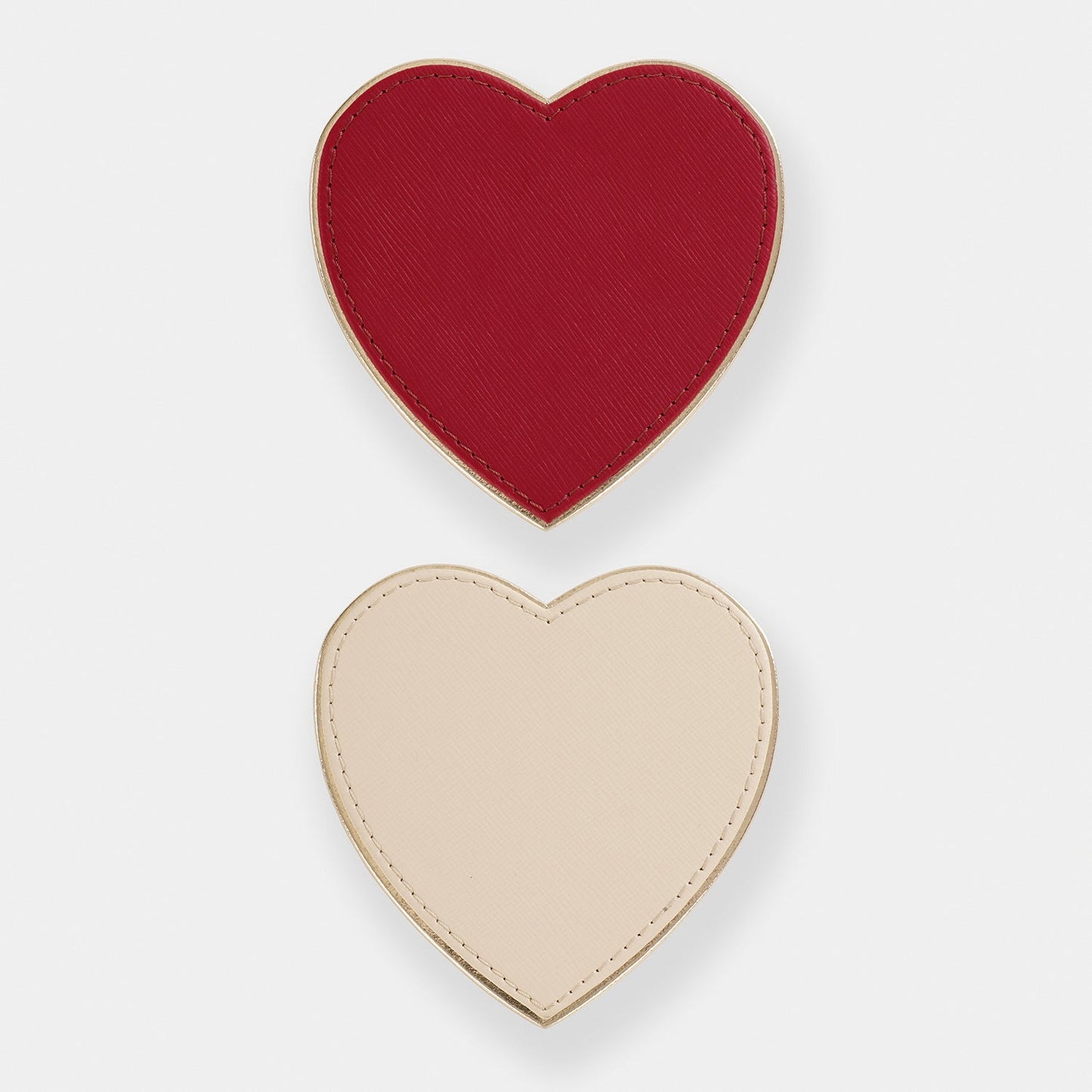 Set of 4 Red Heart Shaped Faux Leather Coaster