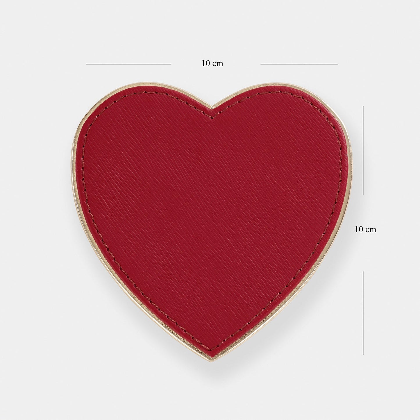 Set of 4 Red Heart Shaped Faux Leather Coaster