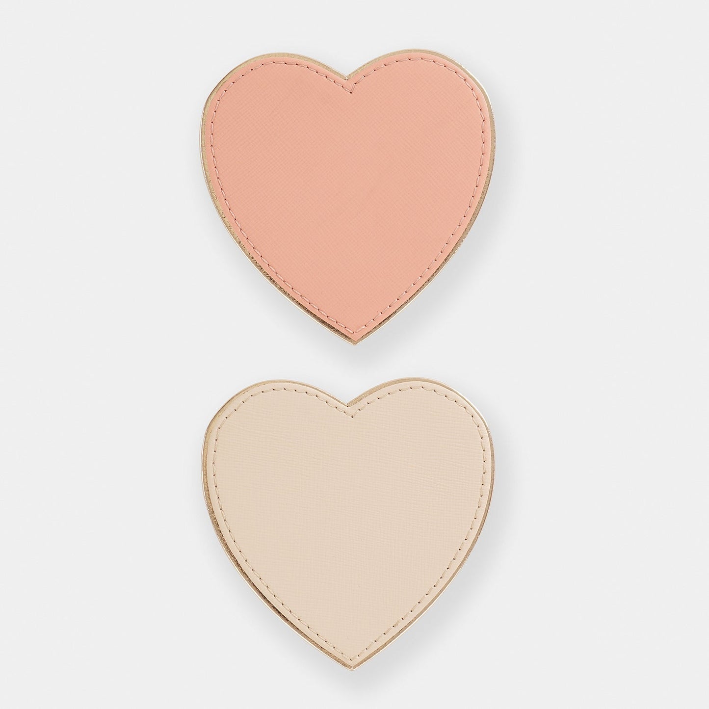 Set of 4 Pink Heart Shaped Faux Leather Coaster