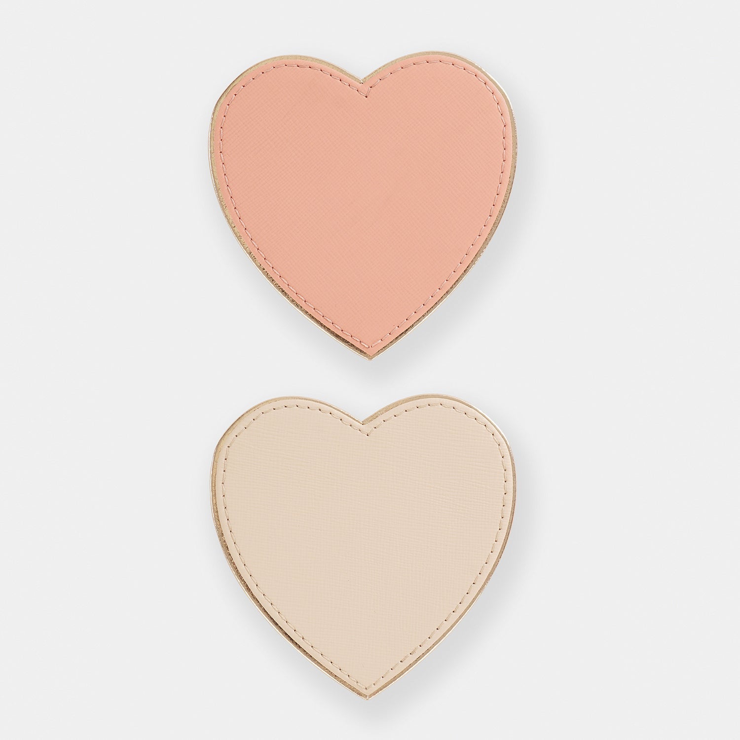 Set of 4 Pink Heart Shaped Faux Leather Coaster