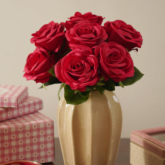 Red Artificial Rose Bunch Spray - Single