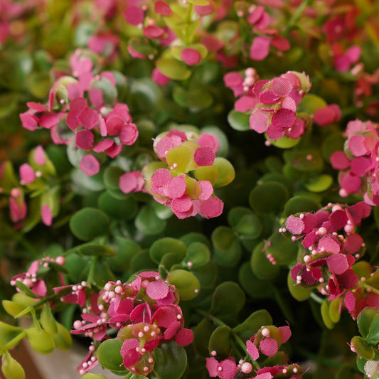 Dark Pink Artificial Flowers in Paper Mache Pot