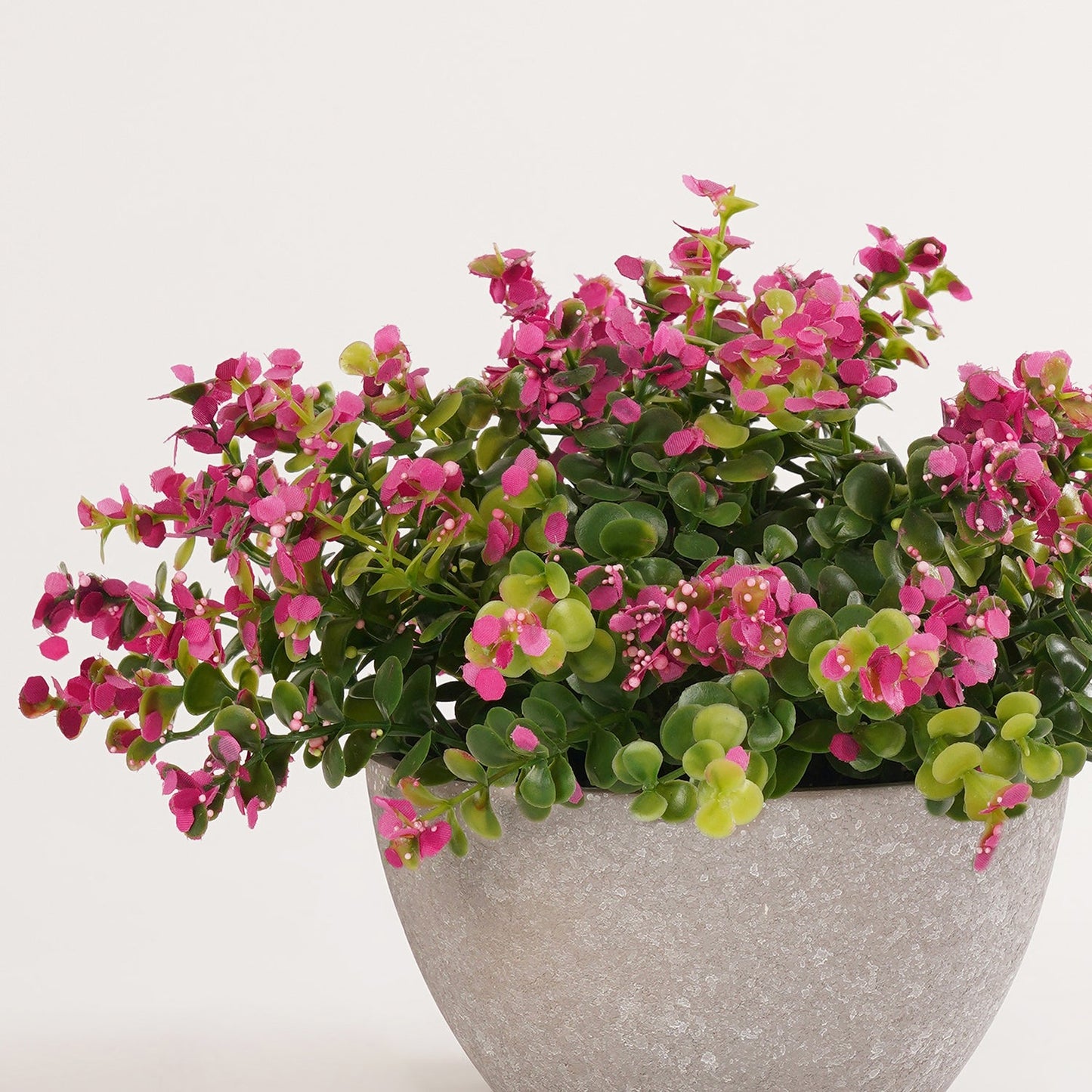 Dark Pink Artificial Flowers in Paper Mache Pot