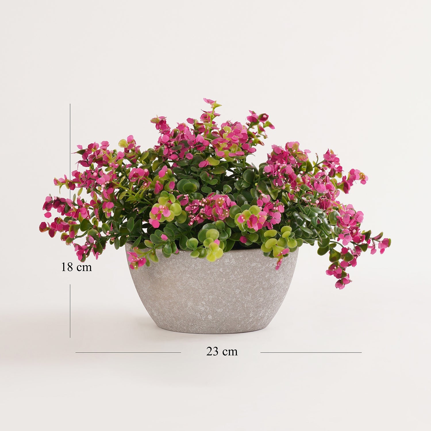 Dark Pink Artificial Flowers in Paper Mache Pot