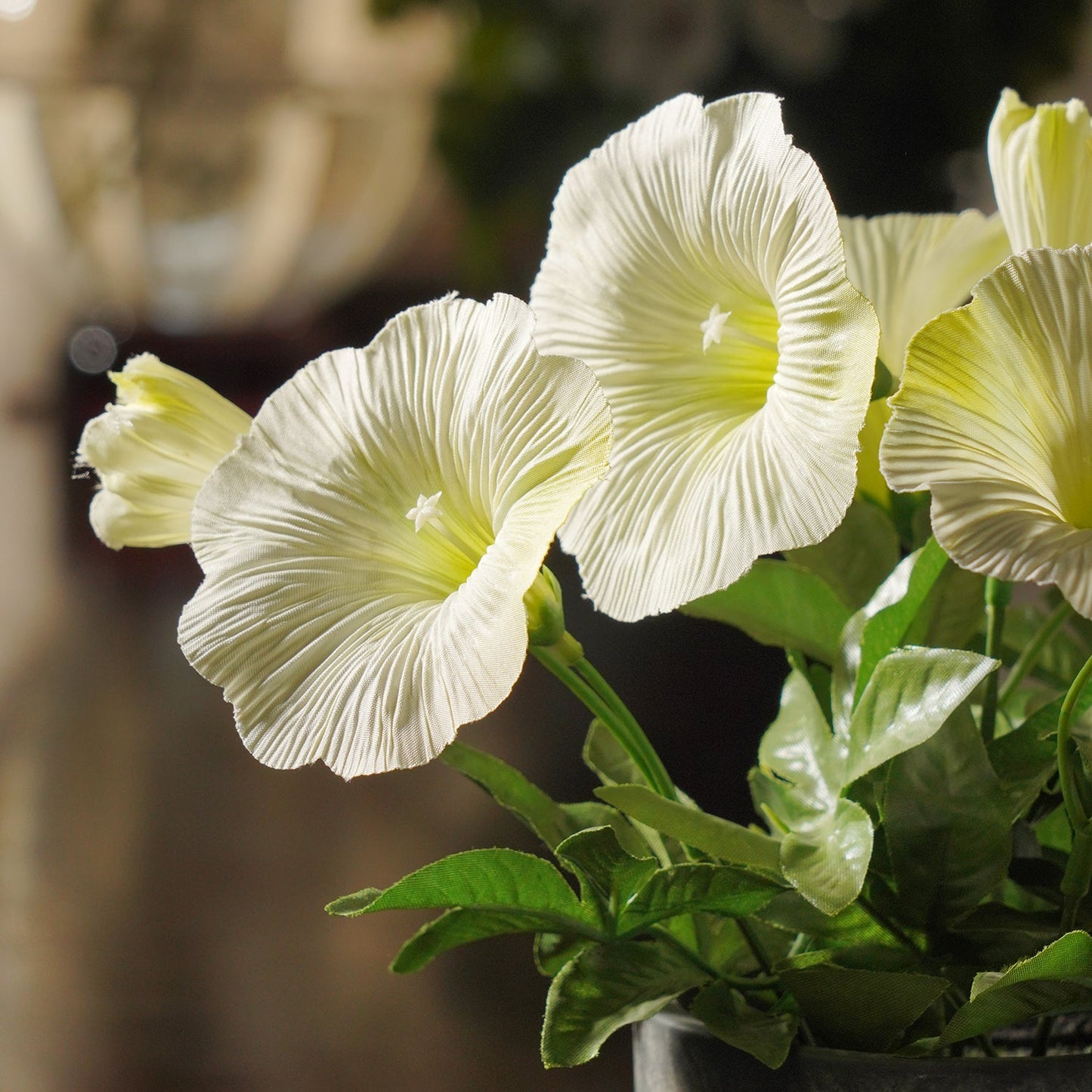 Ivory Artificial Petunia Potted Plant