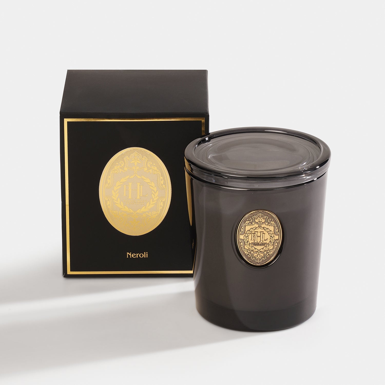 Neroli Scented Wax Filled Glass Candle Jar -Black