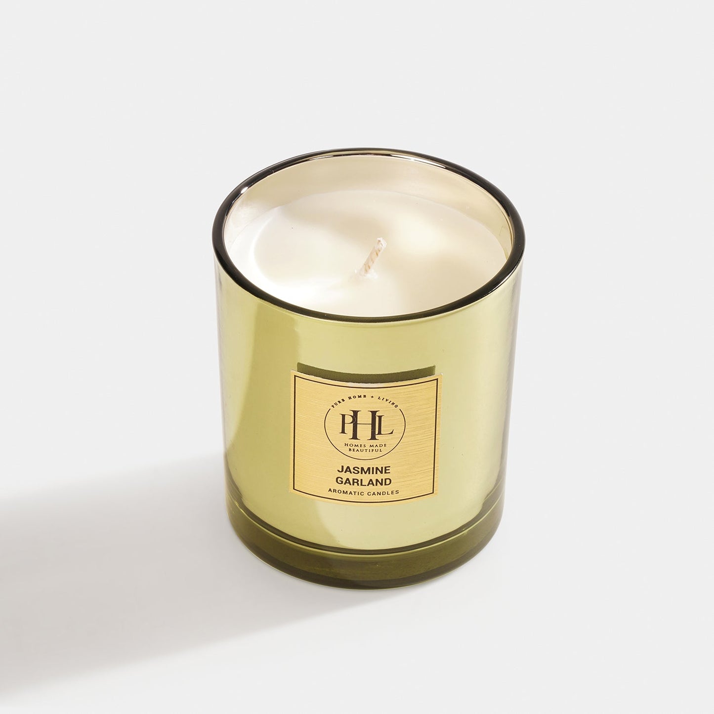 Jasmine Garland Scented Wax Filled Glass Candle Jar - Light Green