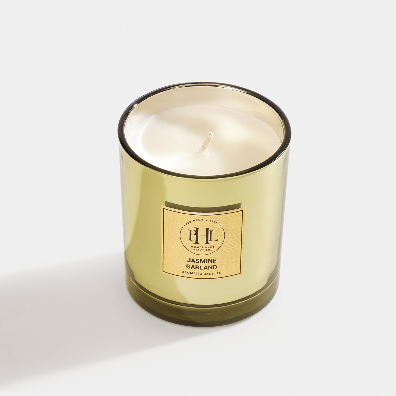 Jasmine Garland Scented Wax Filled Glass Candle Jar - Light Green