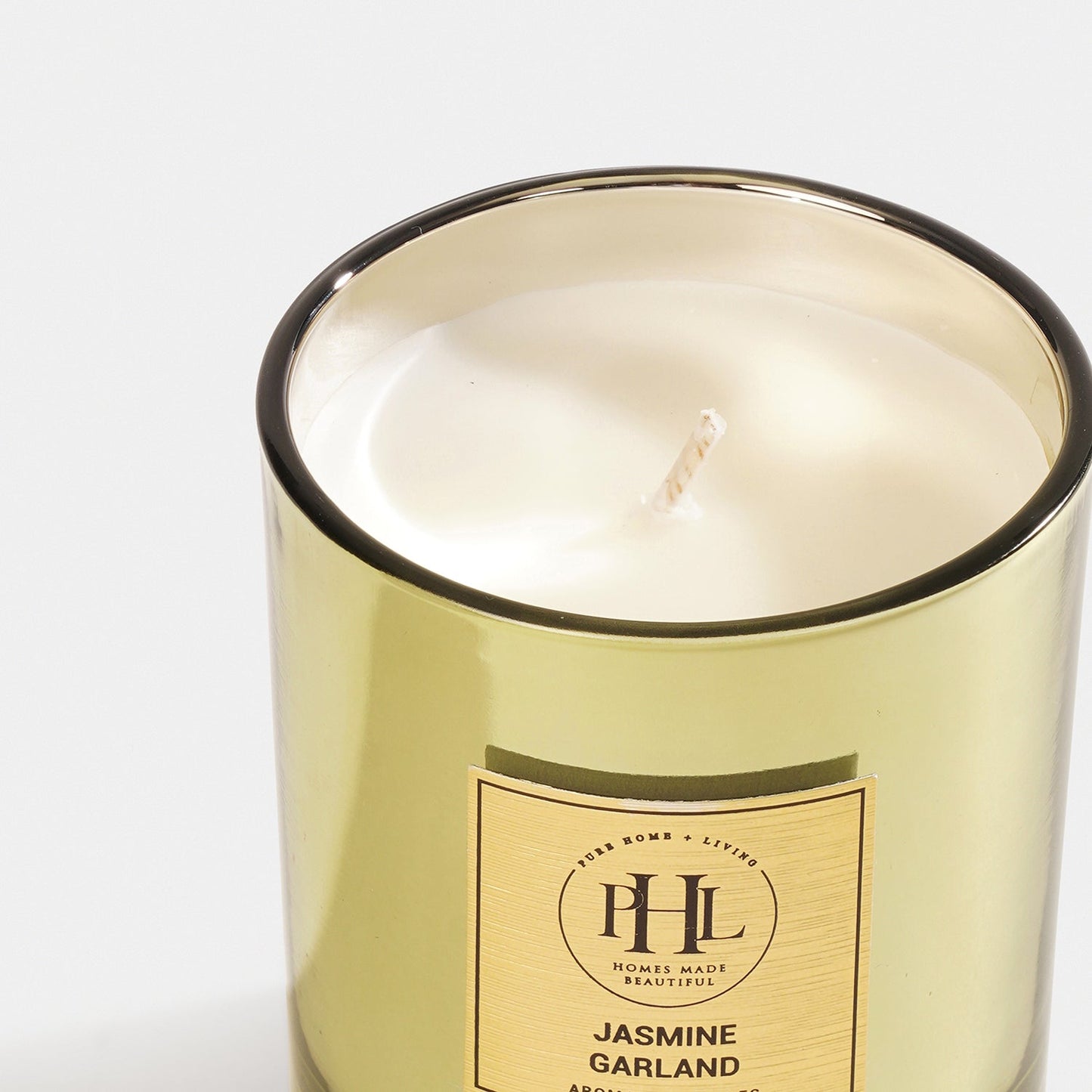 Jasmine Garland Scented Wax Filled Glass Candle Jar - Light Green