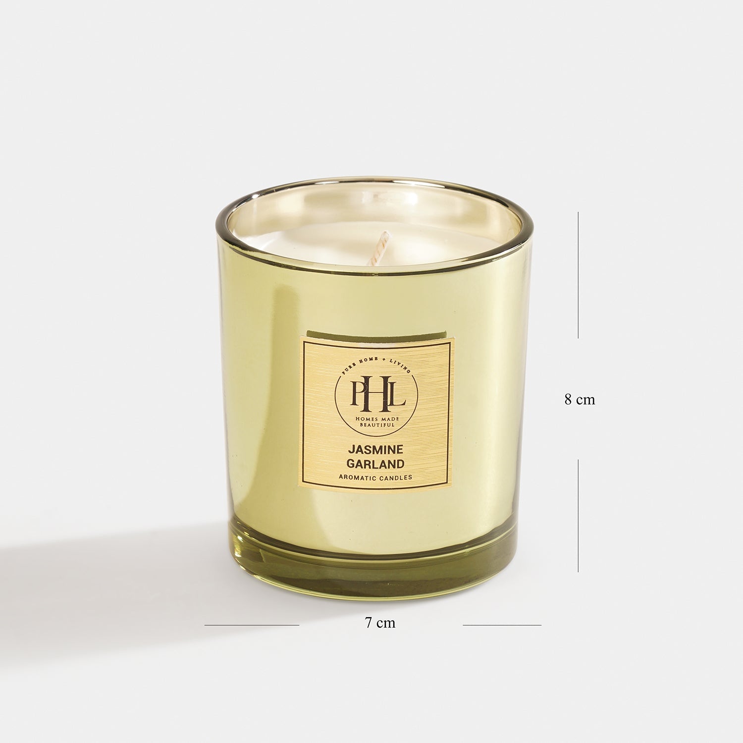 Jasmine Garland Scented Wax Filled Glass Candle Jar - Light Green
