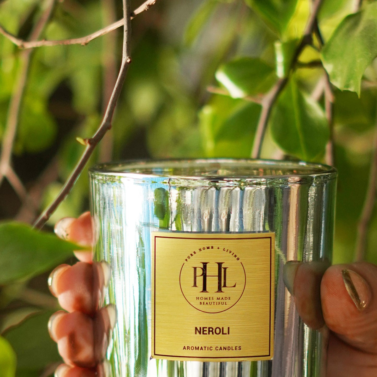 Neroli Scented Wax Filled Glass Candle Jar -Light Blue