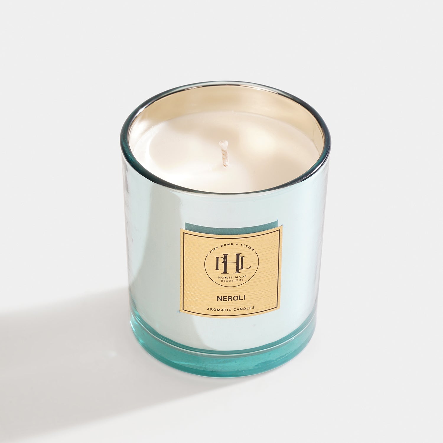 Neroli Scented Wax Filled Glass Candle Jar -Light Blue