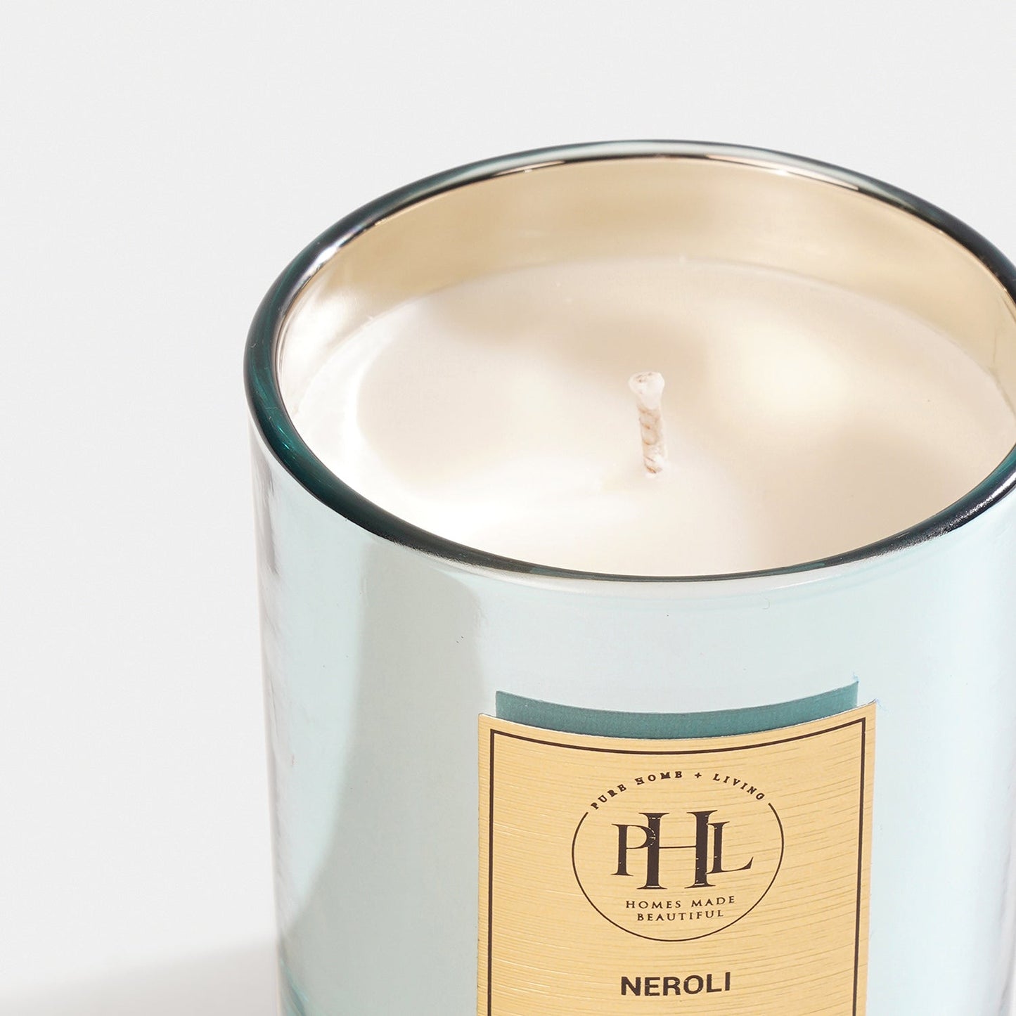 Neroli Scented Wax Filled Glass Candle Jar -Light Blue
