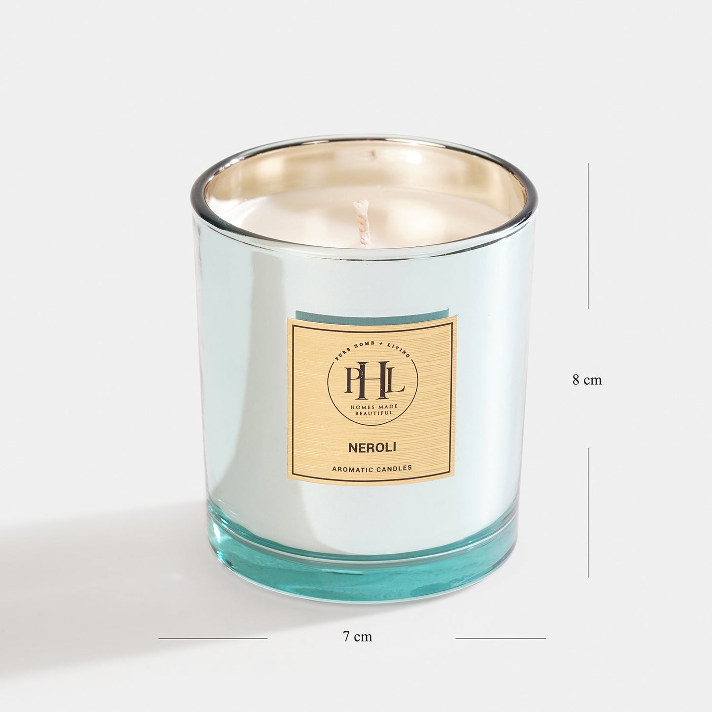 Neroli Scented Wax Filled Glass Candle Jar -Light Blue