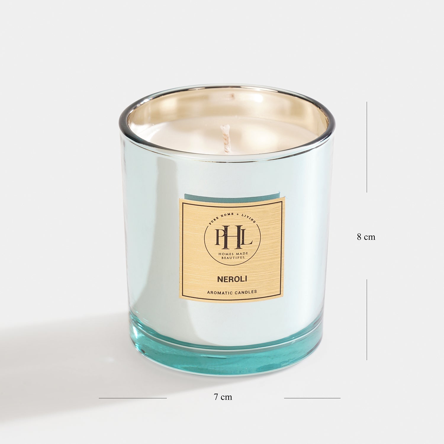 Neroli Scented Wax Filled Glass Candle Jar -Light Blue