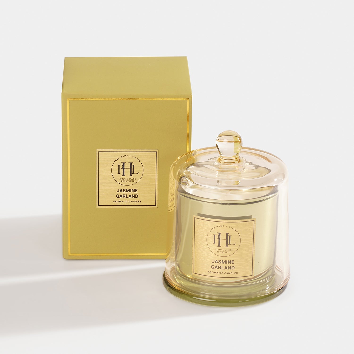 Jasmine Garland Scented Bell Jar Glass Candle - Light Green